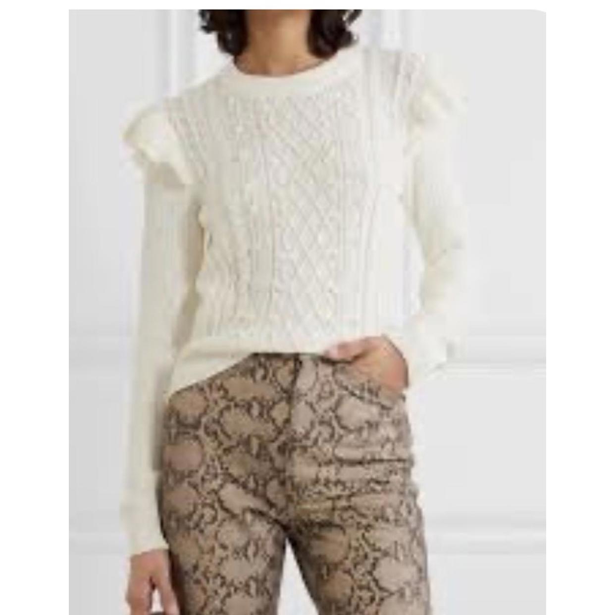 Veronica Beard Ivory Earl Ruffle Long Sleeve Cotton Blend Sweater Size Xs